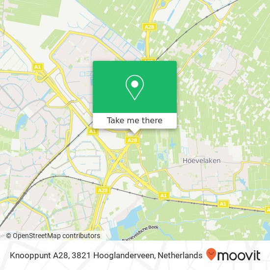 Knooppunt A28, 3821 Hooglanderveen Karte