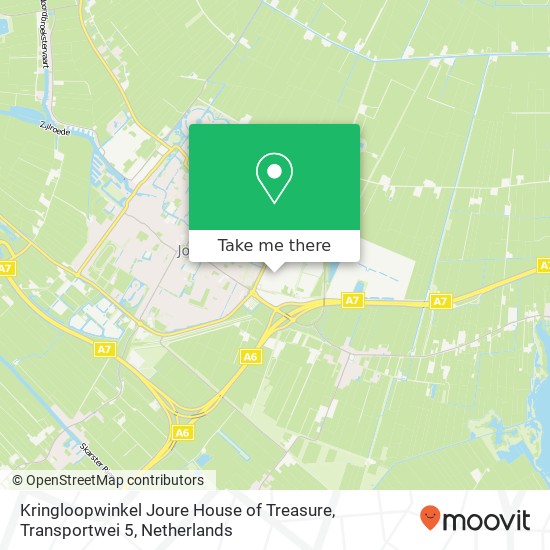 Kringloopwinkel Joure House of Treasure, Transportwei 5 Karte