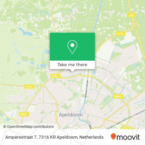 Ampèrestraat 7, 7316 KR Apeldoorn map