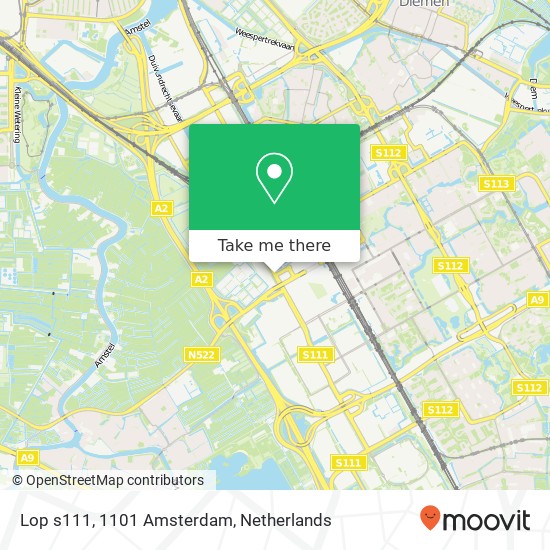 Lop s111, 1101 Amsterdam map