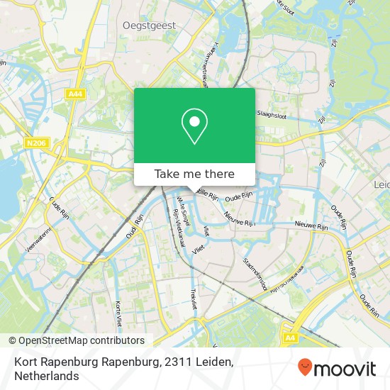 Kort Rapenburg Rapenburg, 2311 Leiden map