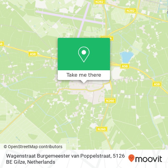 Wagenstraat Burgemeester van Poppelstraat, 5126 BE Gilze map