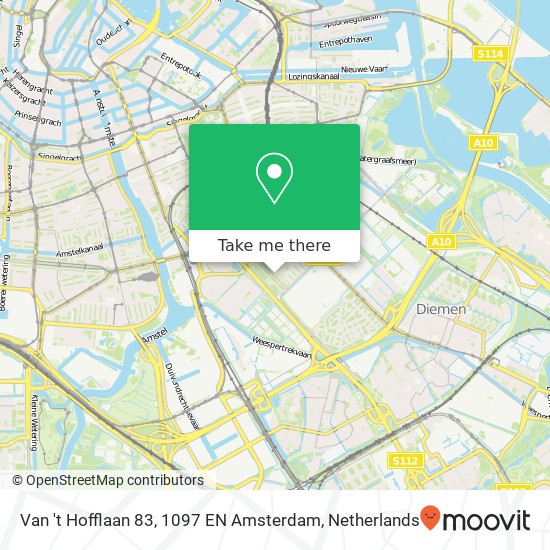 Van 't Hofflaan 83, 1097 EN Amsterdam Karte
