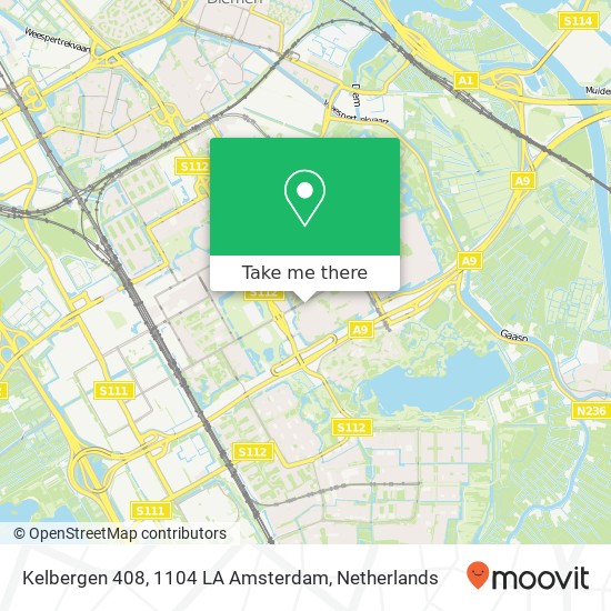 Kelbergen 408, 1104 LA Amsterdam map