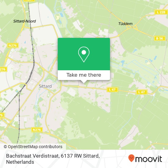 Bachstraat Verdistraat, 6137 RW Sittard map