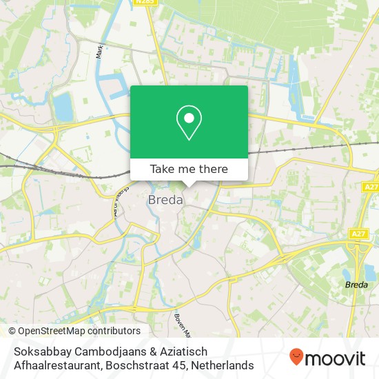 Soksabbay Cambodjaans & Aziatisch Afhaalrestaurant, Boschstraat 45 map