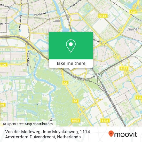 Van der Madeweg Joan Muyskenweg, 1114 Amsterdam-Duivendrecht map