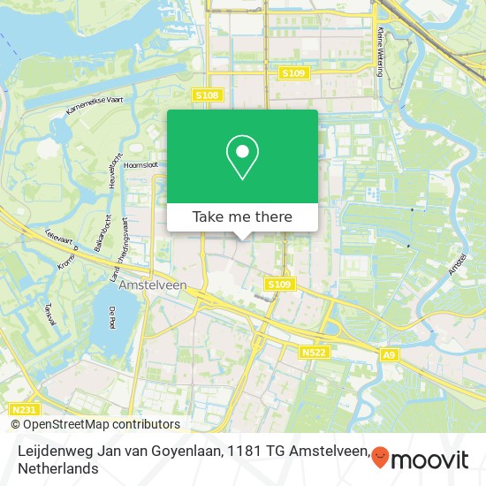 Leijdenweg Jan van Goyenlaan, 1181 TG Amstelveen map