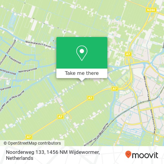Noorderweg 133, 1456 NM Wijdewormer map