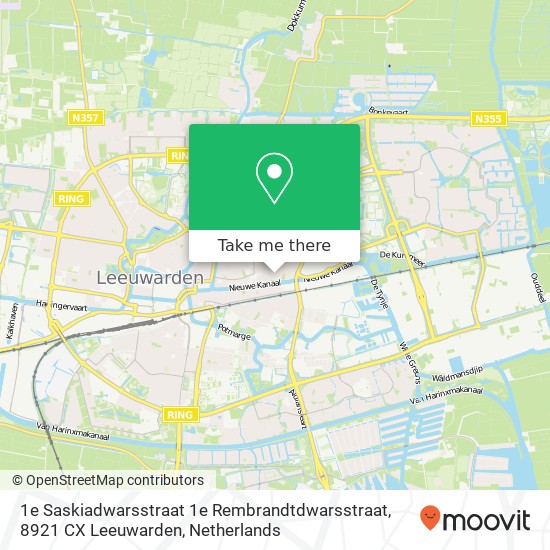 1e Saskiadwarsstraat 1e Rembrandtdwarsstraat, 8921 CX Leeuwarden map