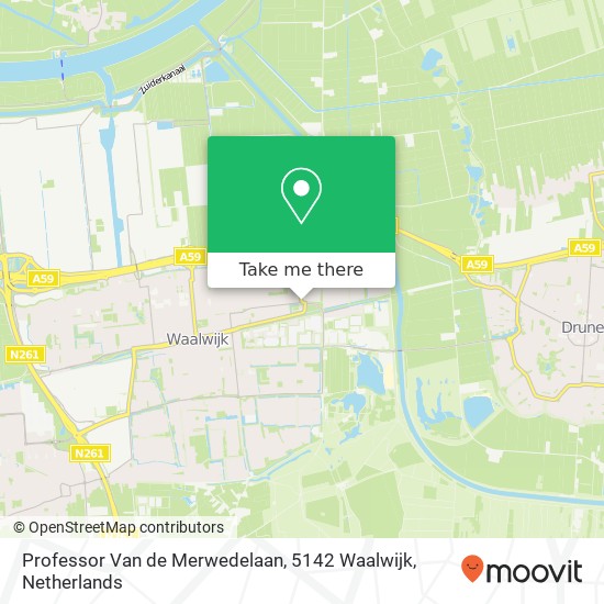 Professor Van de Merwedelaan, 5142 Waalwijk map