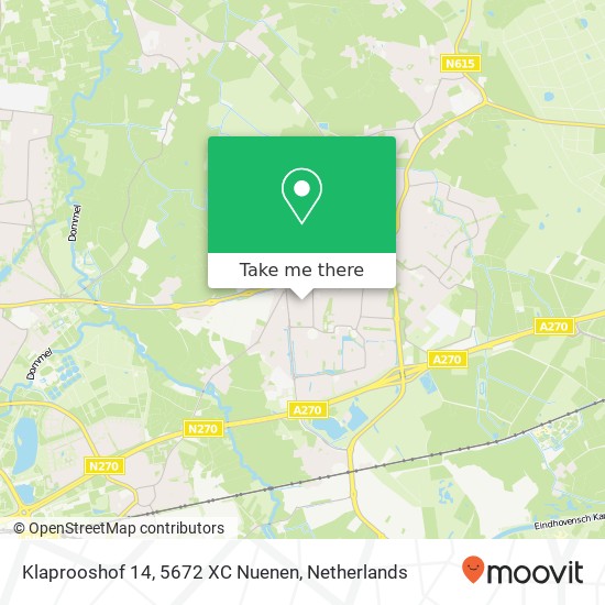 Klaprooshof 14, 5672 XC Nuenen Karte