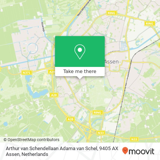 Arthur van Schendellaan Adama van Schel, 9405 AX Assen map