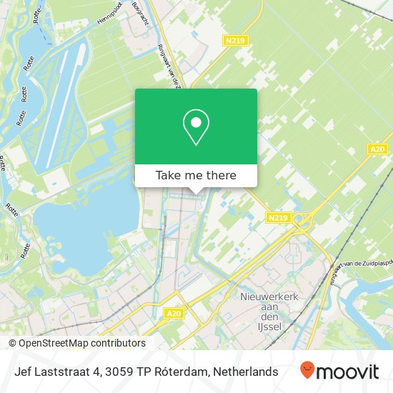 Jef Laststraat 4, 3059 TP Róterdam map