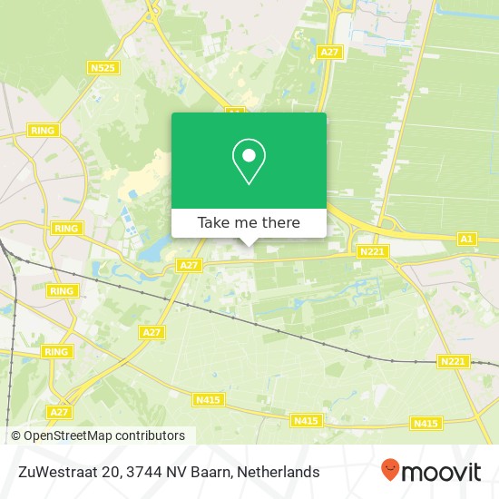 ZuWestraat 20, 3744 NV Baarn Karte