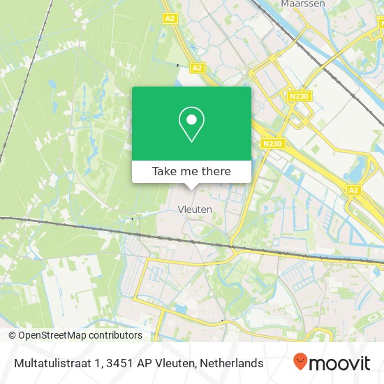 Multatulistraat 1, 3451 AP Vleuten Karte