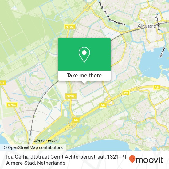 Ida Gerhardtstraat Gerrit Achterbergstraat, 1321 PT Almere-Stad map