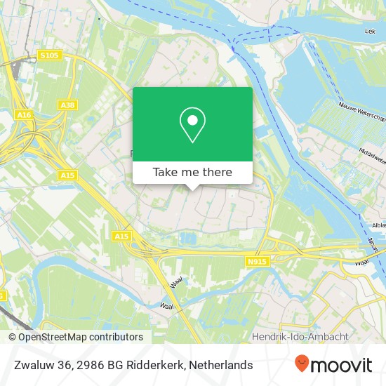 Zwaluw 36, 2986 BG Ridderkerk map