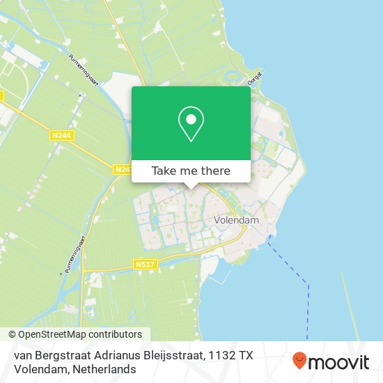 van Bergstraat Adrianus Bleijsstraat, 1132 TX Volendam map