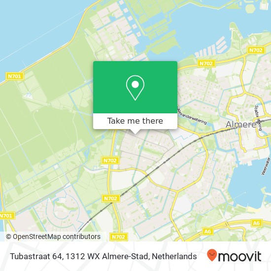 Tubastraat 64, 1312 WX Almere-Stad Karte