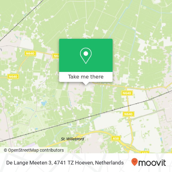 De Lange Meeten 3, 4741 TZ Hoeven map