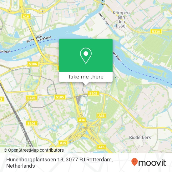 Hunenborgplantsoen 13, 3077 PJ Rotterdam Karte