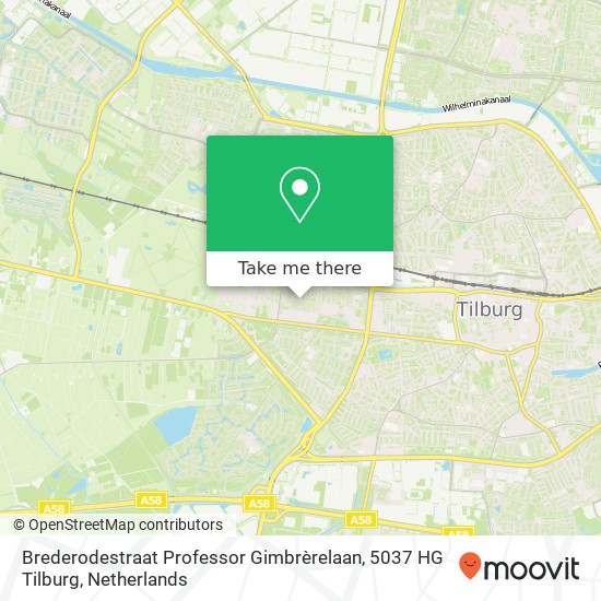 Brederodestraat Professor Gimbrèrelaan, 5037 HG Tilburg map