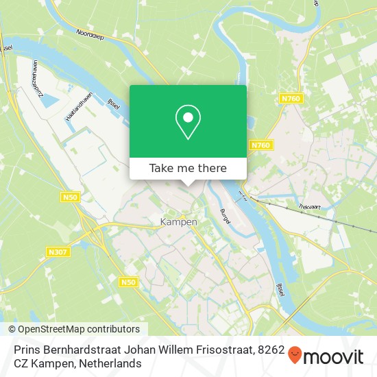 Prins Bernhardstraat Johan Willem Frisostraat, 8262 CZ Kampen map
