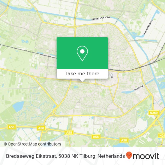 Bredaseweg Eikstraat, 5038 NK Tilburg Karte