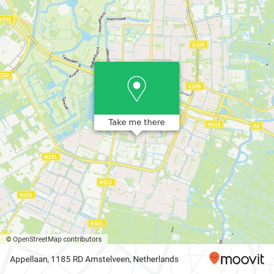 Appellaan, 1185 RD Amstelveen Karte