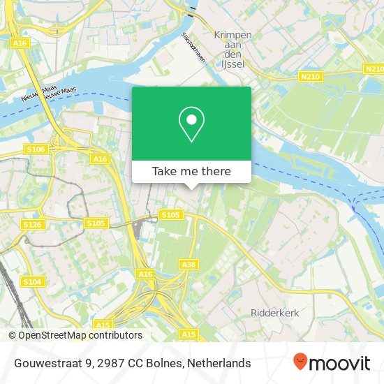 Gouwestraat 9, 2987 CC Bolnes map