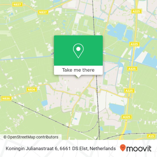 Koningin Julianastraat 6, 6661 DS Elst map