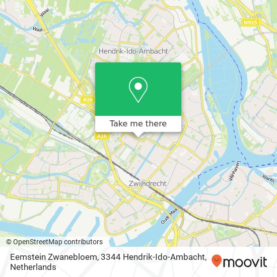 Eemstein Zwanebloem, 3344 Hendrik-Ido-Ambacht Karte