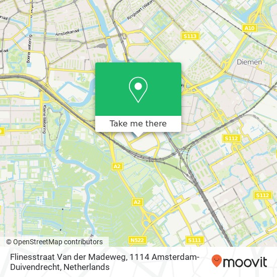 Flinesstraat Van der Madeweg, 1114 Amsterdam-Duivendrecht map