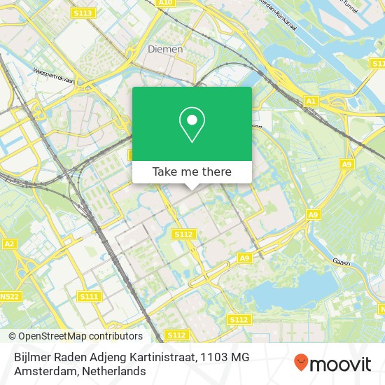 Bijlmer Raden Adjeng Kartinistraat, 1103 MG Amsterdam Karte