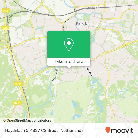 Haydnlaan 5, 4837 CS Breda map