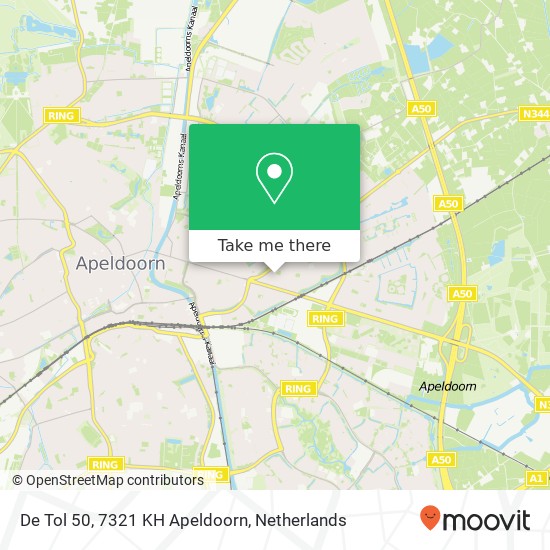 De Tol 50, 7321 KH Apeldoorn map