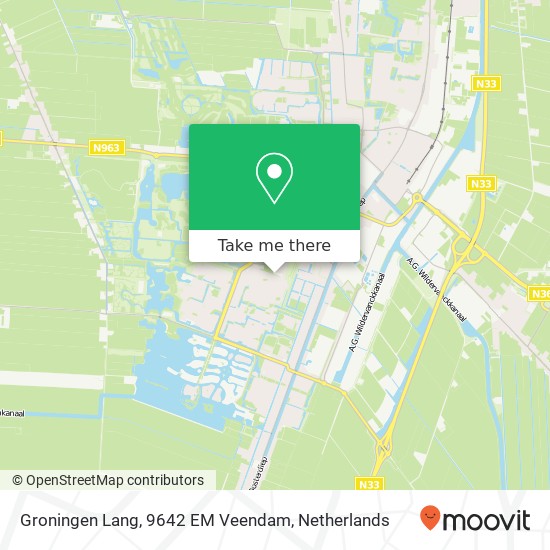 Groningen Lang, 9642 EM Veendam map