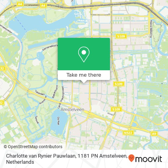 Charlotte van Rynier Pauwlaan, 1181 PN Amstelveen map