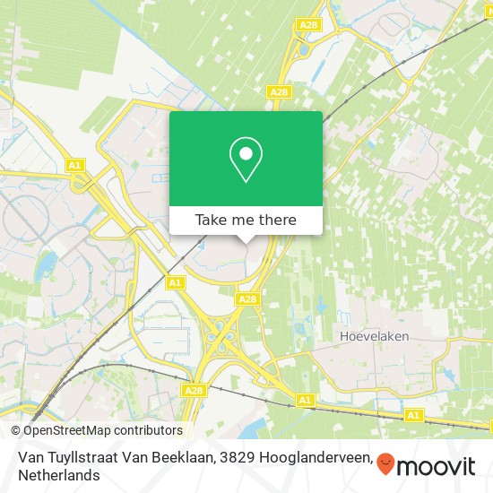 Van Tuyllstraat Van Beeklaan, 3829 Hooglanderveen map