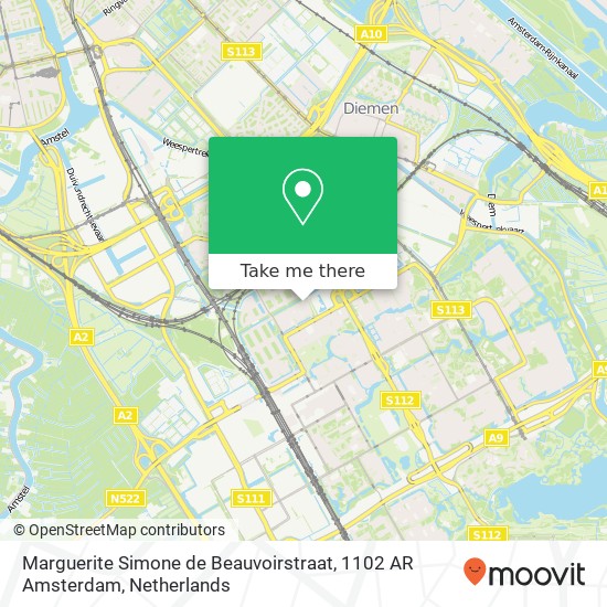 Marguerite Simone de Beauvoirstraat, 1102 AR Amsterdam map