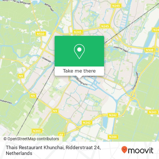 Thais Restaurant Khunchai, Ridderstraat 24 map