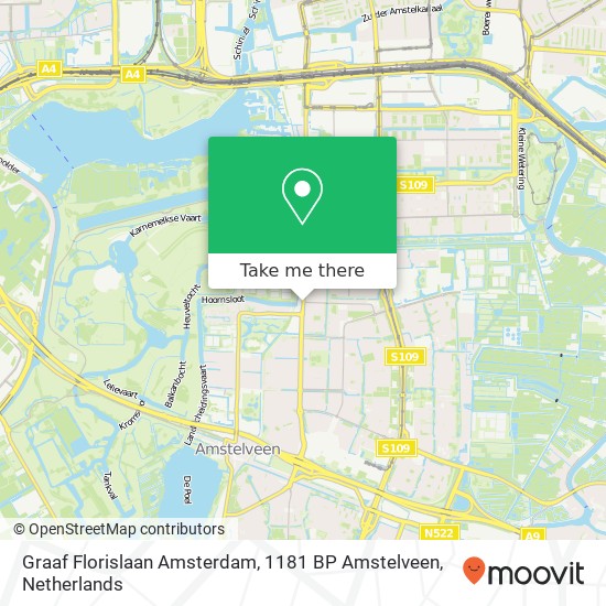 Graaf Florislaan Amsterdam, 1181 BP Amstelveen map