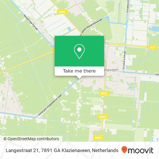 Langestraat 21, 7891 GA Klazienaveen Karte