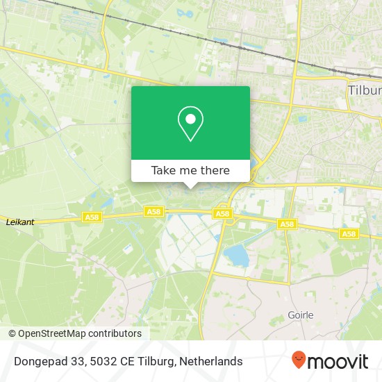 Dongepad 33, 5032 CE Tilburg map