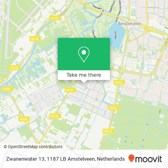 Zwanenwater 13, 1187 LB Amstelveen map