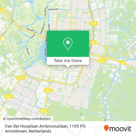 Van der Hooplaan Ambrosiuslaan, 1185 PG Amstelveen Karte