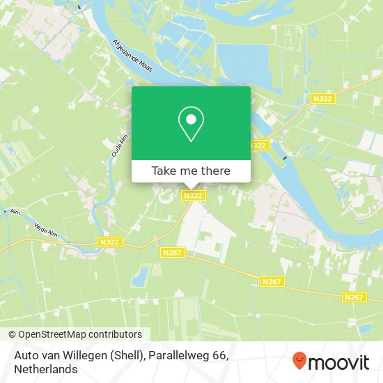 Auto van Willegen (Shell), Parallelweg 66 map