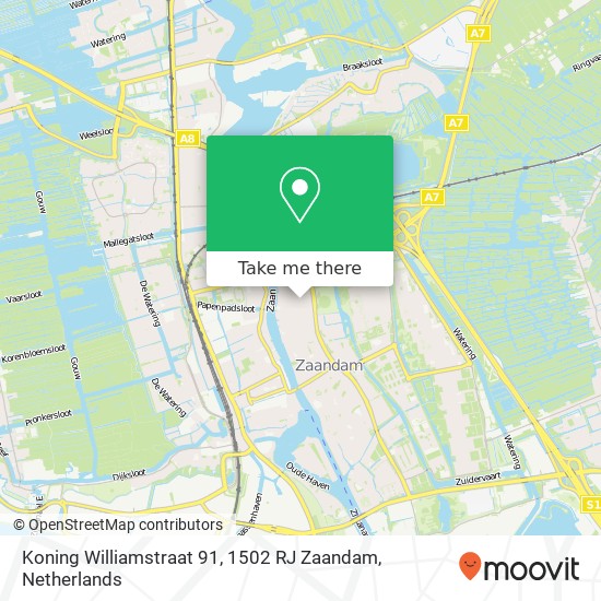 Koning Williamstraat 91, 1502 RJ Zaandam Karte