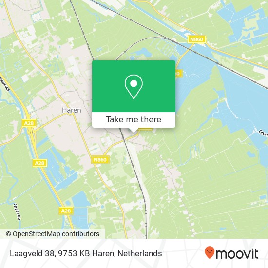 Laagveld 38, 9753 KB Haren map